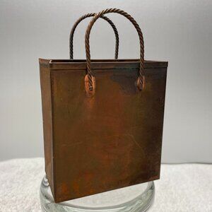 EUC Vintage Copper-Tone Metal Shopping Bag, Rustic, MCM, 4" x 3 5/8"